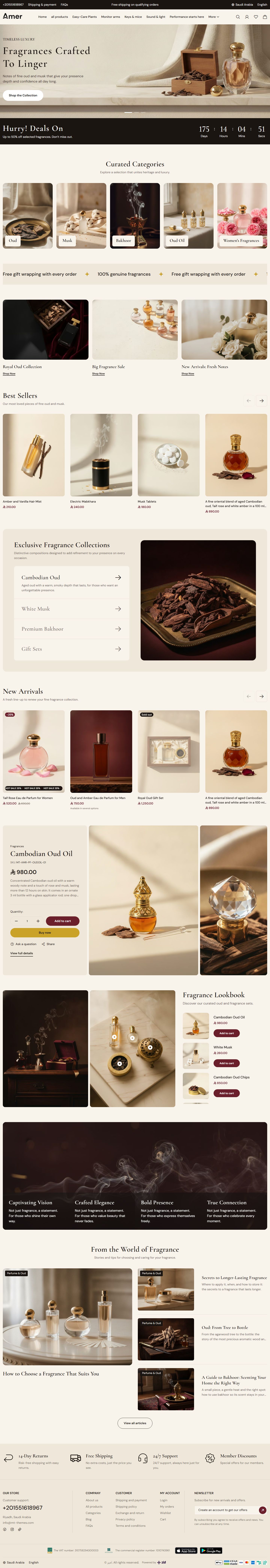 Home page of the Perfume & Oud design on desktop