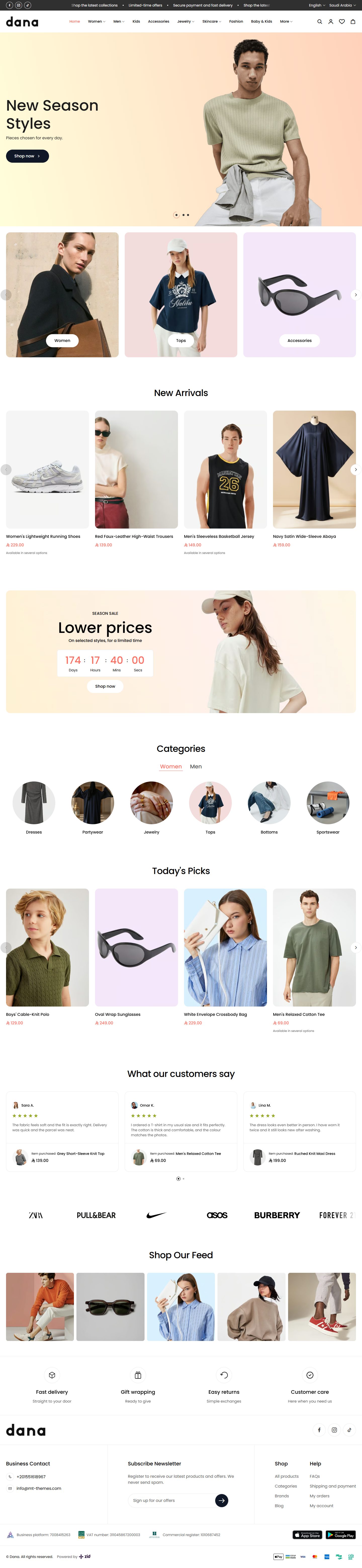 Home page of the Fashion design on desktop