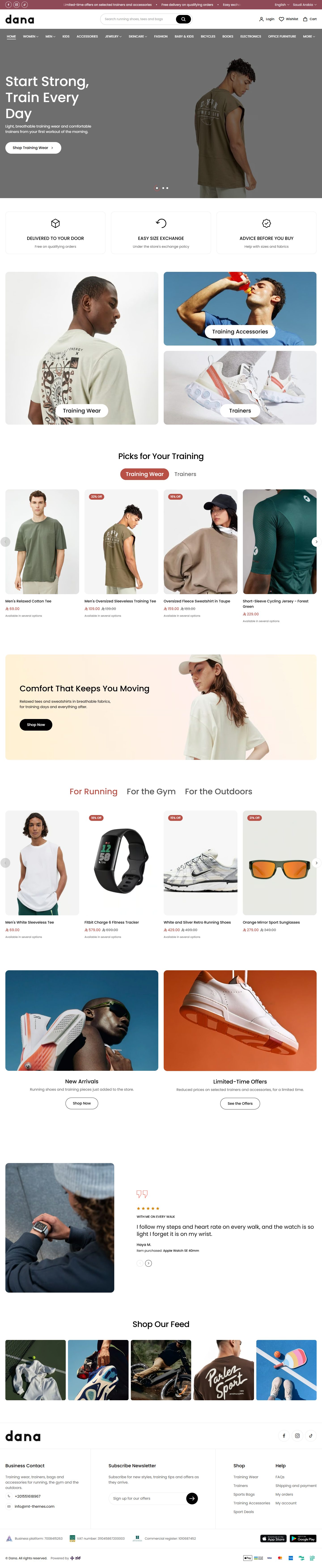 Home page of the Sportswear design on desktop