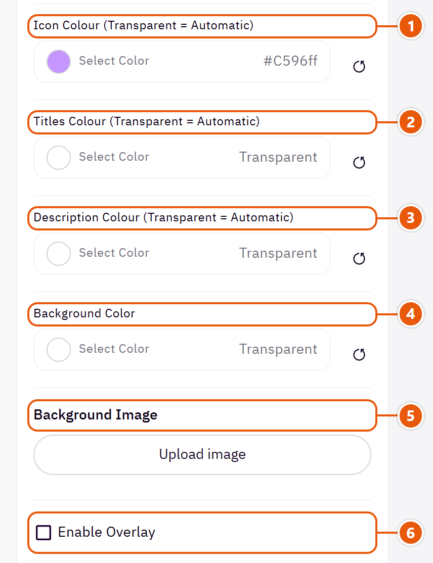 “Benefit showcase” settings in the Zid editor (2 of 3)