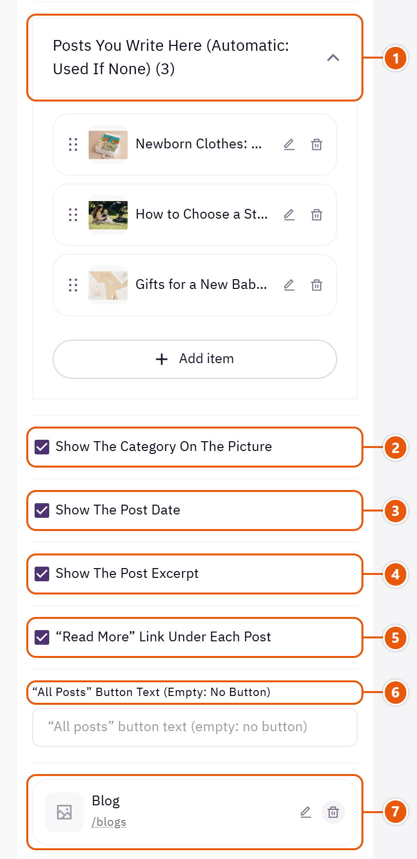 “Blog” settings in the Zid editor (2 of 5)