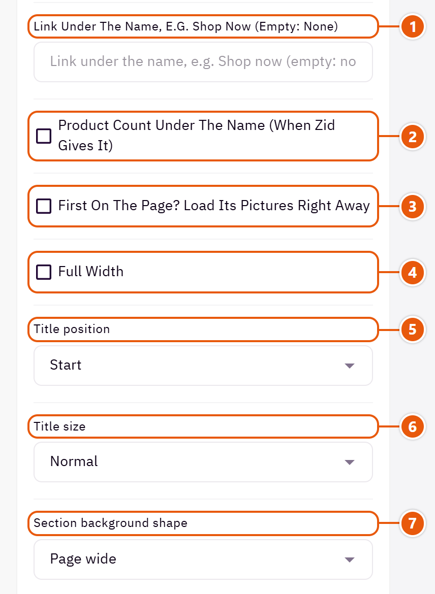 “Category carousel” settings in the Zid editor (2 of 6)