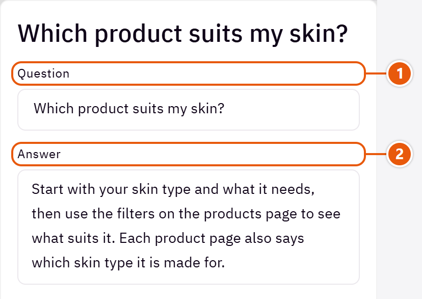 “Questions” settings in the Zid editor