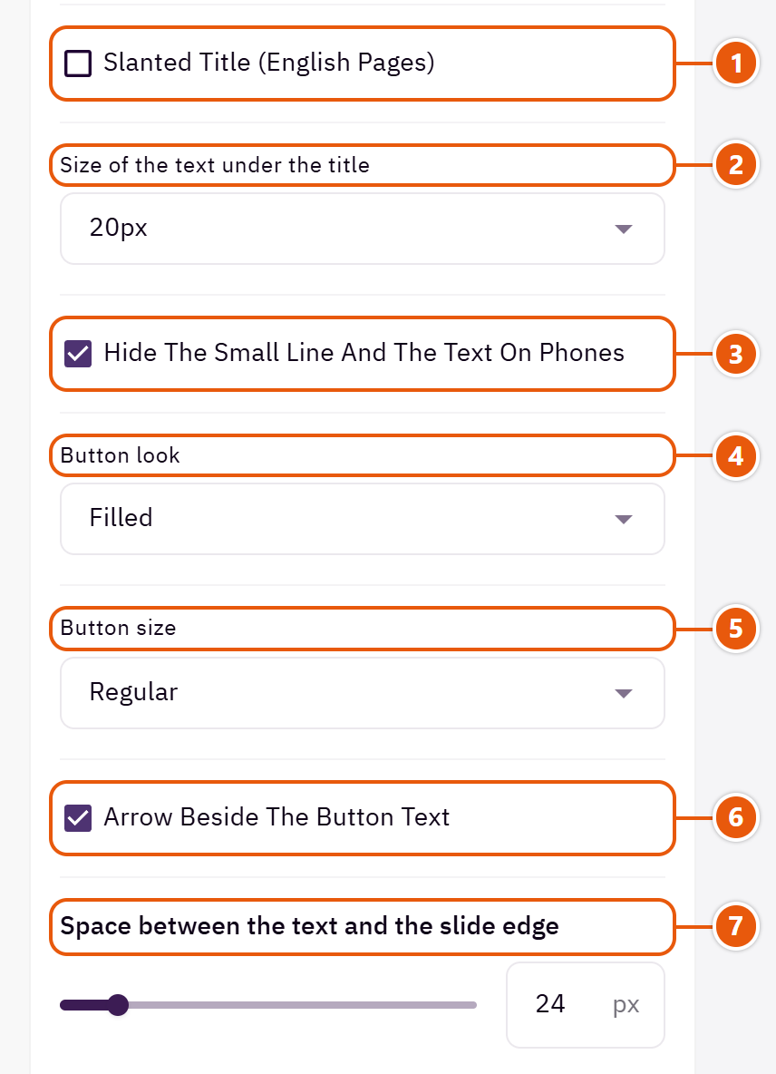 “Main slider” settings in the Zid editor (3 of 7)