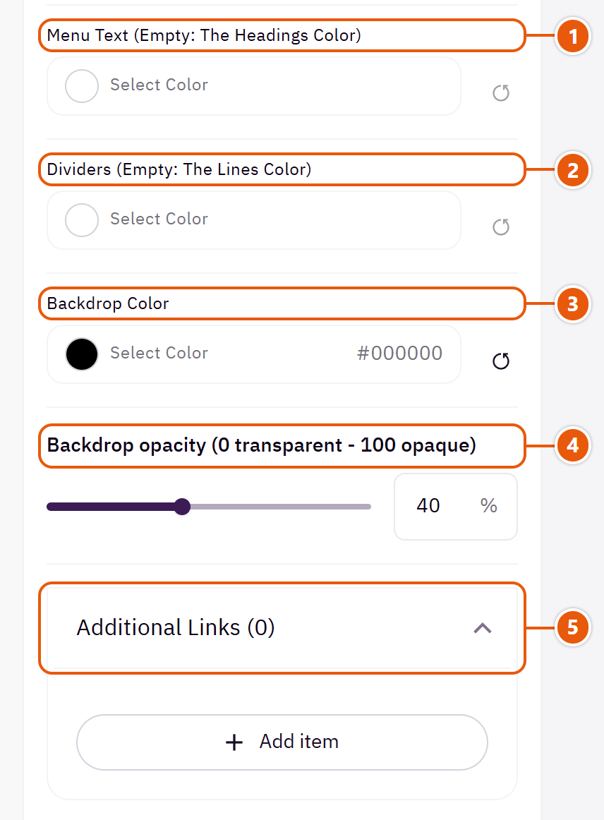 “Mobile menu” settings in the Zid editor (2 of 2)