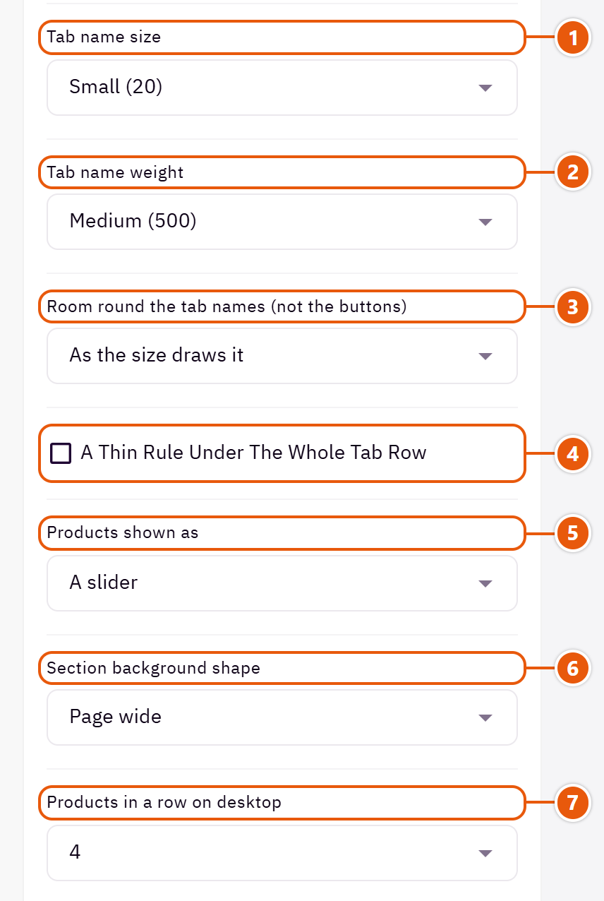 “Product tabs” settings in the Zid editor (3 of 6)