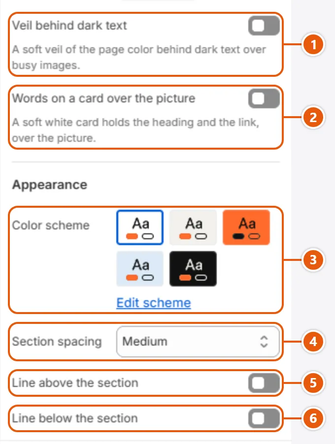 “Banner grid” settings in the Shopify editor (3 of 3)