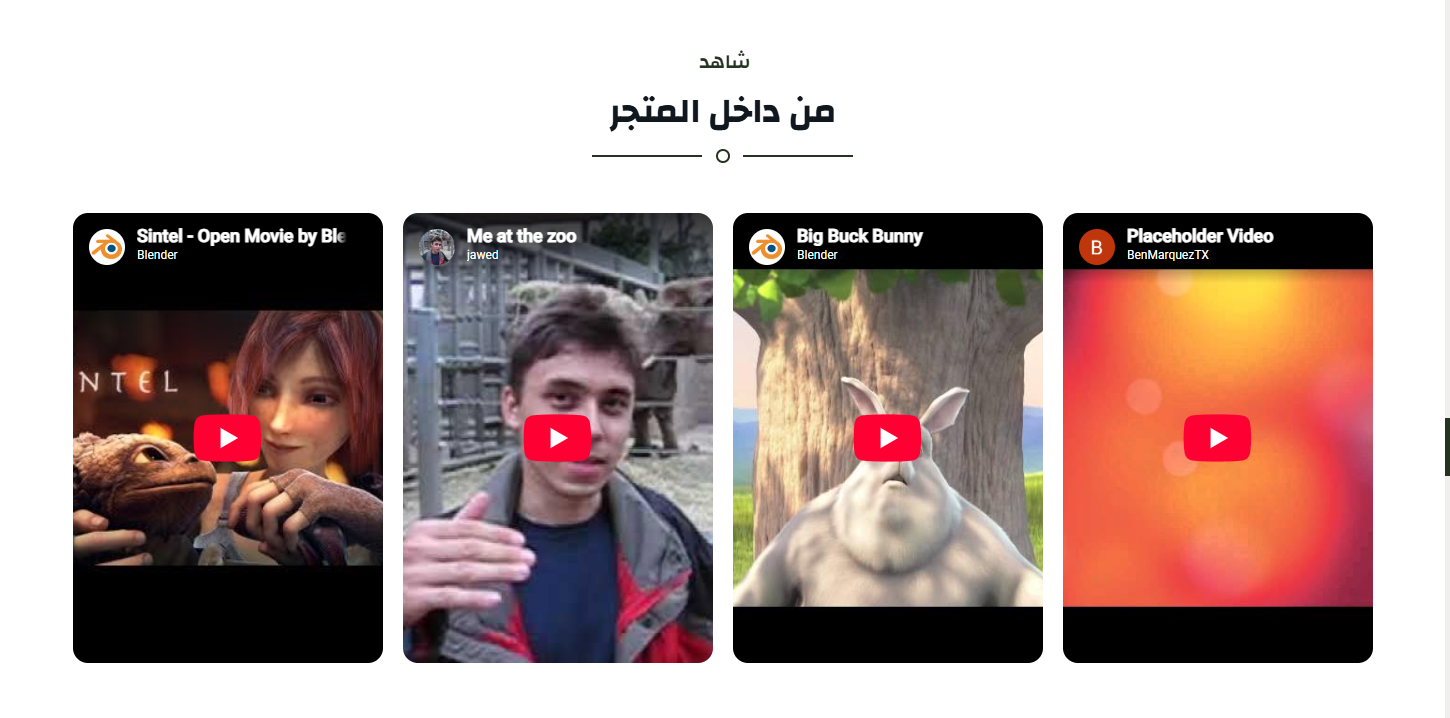 فيديوهات متجرك أو منتجاتك في سلايدر.